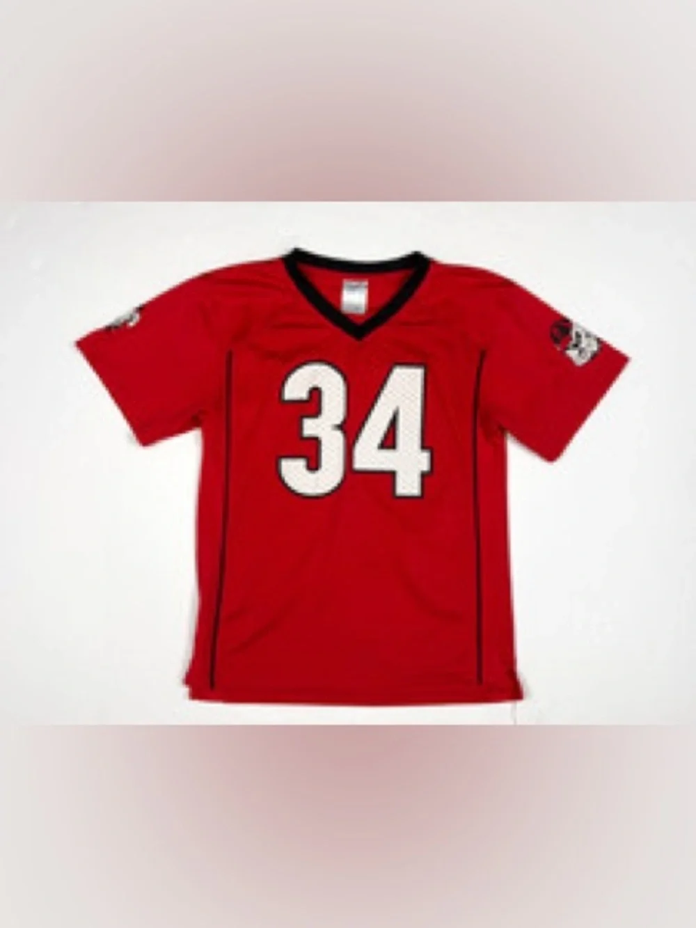 Vintage Georgia Bulldogs 90s Red Short-Sleeve Jersey with White Number 34
